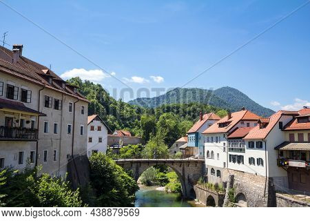 Panorama Of The Selska Sora River With The Medieval Bridge Of Mamniti Most, Or Capuchin Bridge, In S