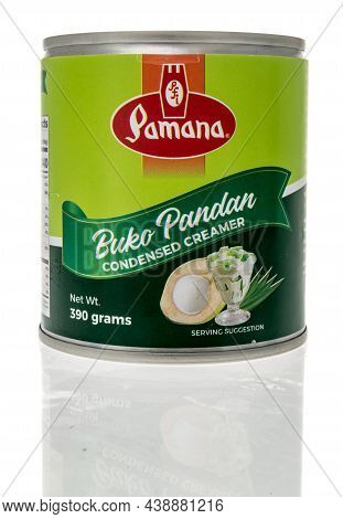 Winneconne, Wi -10 October 2021: A Package Of Pamana Condensded Creamer On An Isolated Background