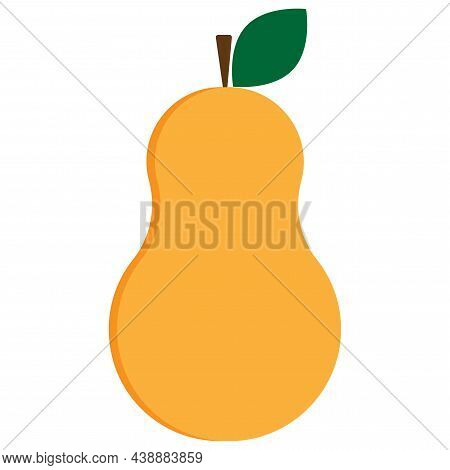 Yellow Pear Icon. Food Logo. Fresh Fruit. Health Snack. Hand Drawn. Art Design. Vector Illustration.