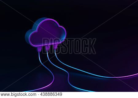 Cloud Computing Concept. Technology Data Center On Cloud Service. 3d Rendering Illustration