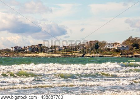 Scenic View Of The Seashore And Residential Area In Middleton, Rhode Island, From Second Beach Park.