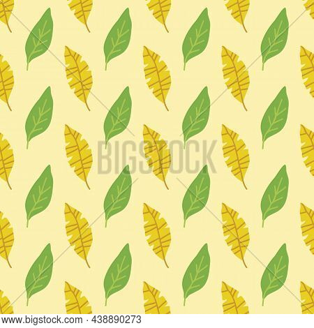 Seamless Pattern With Autumn Leaves On Liight Background. Vector Illustration. Flat Design Element F