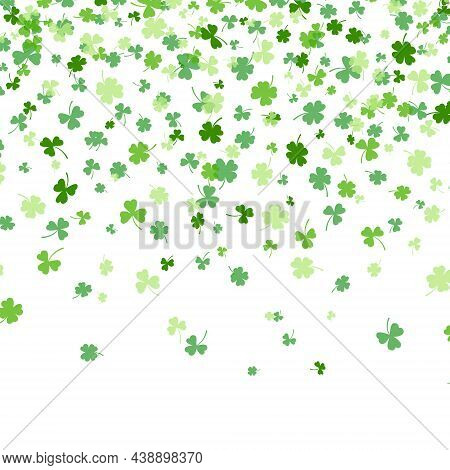 Shamrock Or Green Clover Leaves Pattern Background Flat Design Vector Illustration Isolated On White