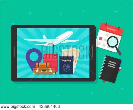 Travel And Trip Planning Online Vector Or Journey Vocation Flight Time Concept Flat Lay Cartoon Illu