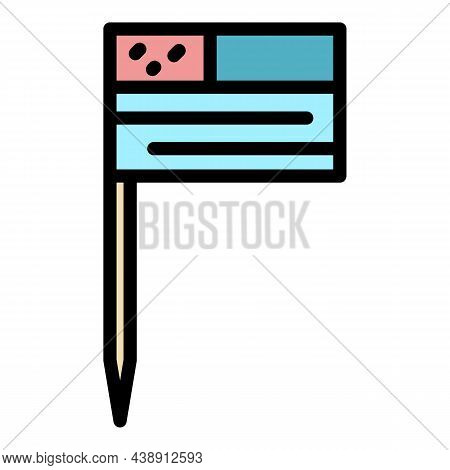 Paper Flag Toothpick Icon. Outline Paper Flag Toothpick Vector Icon Color Flat Isolated