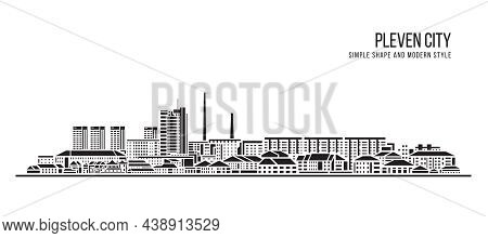 Cityscape Building Abstract Simple Shape And Modern Style Art Vector Design - Pleven City