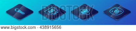 Set Isometric Line 360 Degree View, Vr Controller Game, 3d Modeling And Augmented Reality Ar Icon. V