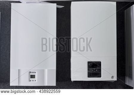 Dual-circuit Gas Boiler. Gas Boiler For Home Heating. Wall Double-bithermic Boiler For Heating And H