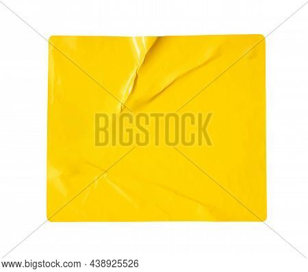 Blank Yellow Paper Sticker Label Isolated On White Background