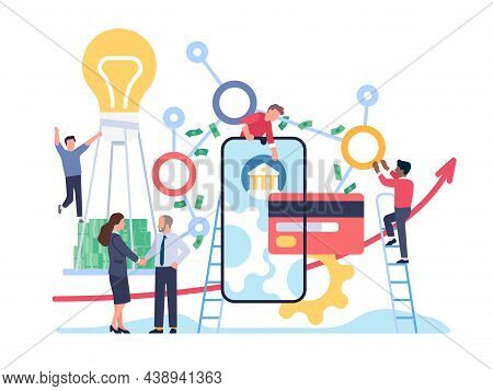 People With Money. Investing In Idea. Finance Transfer. Profitable Startup. Successful Businessmen. 