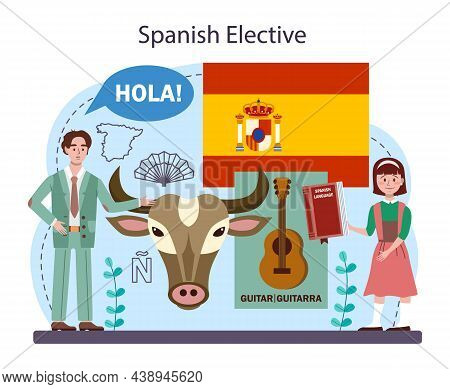 Spanish Learning Concept. Language School Spanish Course. Study Foreign