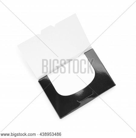 Package Of Facial Oil Blotting Tissues Isolated On White, Top View. Mattifying Wipes