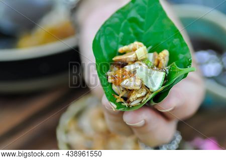 Rolls Or Vegetable Rolls Or Miang Kham ,traditional Southeast Asian Snack From Thailand And Laos