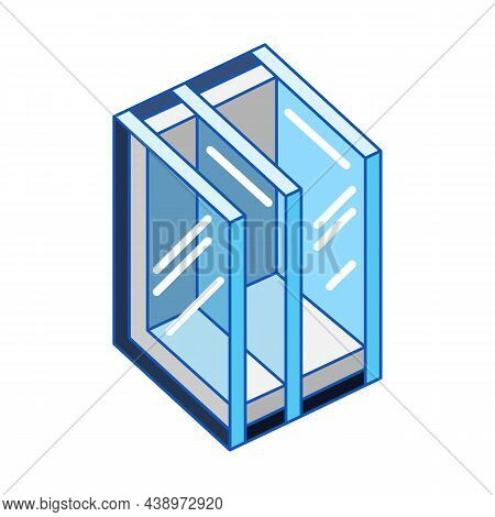 Illustration Of Cross Section Double Glazed Window. Pvc Plastic Or Aluminum Metal Profile.