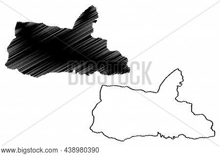 South Garo Hills District (meghalaya State, Republic Of India) Map Vector Illustration, Scribble Ske