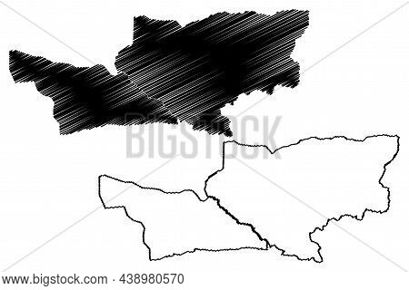 South West Khasi Hills District (meghalaya State, Republic Of India) Map Vector Illustration, Scribb