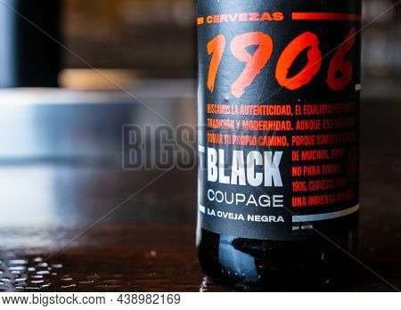 Extremadura, 11.05, 2021. Bottle Of Estrella Galicia 1906 On A Bar Counter. Estrella Galicia Is Prod