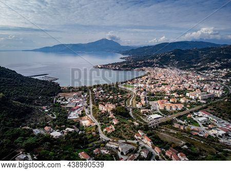 The Beautiful Village Of Sapri At The Italian West Coast - Aerial View - Travel Photography