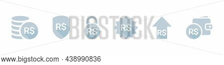 Icons Of Currencies. Financial Icons Of The Brazilian Real. Money Icons. A Simple Set Of Tax Related