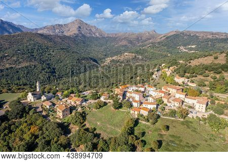 Aerial View Of Olmi Cappella Village, Corsica