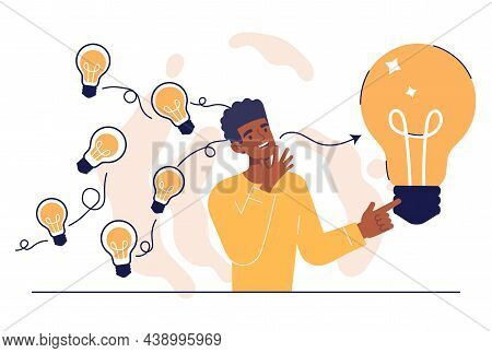 Picking Ideas And Best Option Selection Concept. Innovative Brainstorming And Finding Right Solution