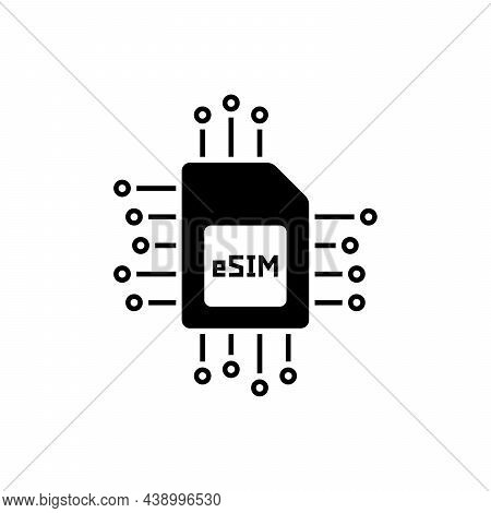 Black Esim Or Embedded Sim Icon. Flat Simple Style Trend Modern E-sim Logotype Graphic Design Isolat