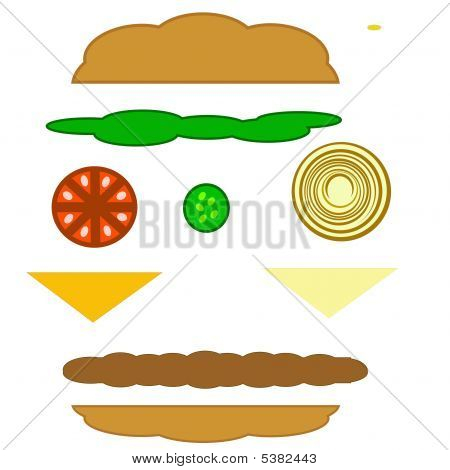 Cheeseburger éclatée vecteur Clip Art
