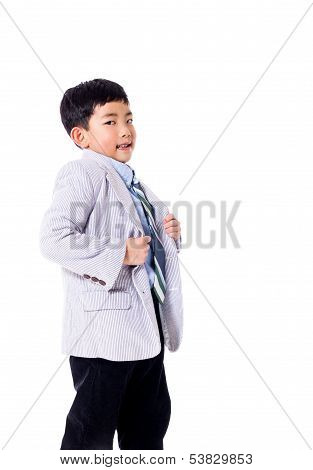 Proud Asian Boy in Suit