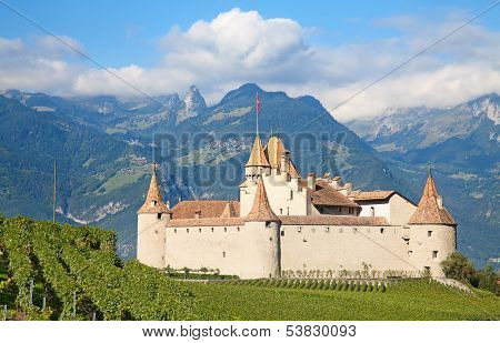 Famous castle Chateau d'Aigle in canton Vaud, Switzerland