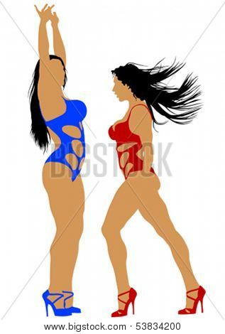 Young women in bikini on white background. Property release is attached to the file