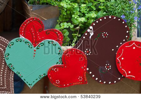 Colorful hearts - the symbol of love . Valantine decorations.