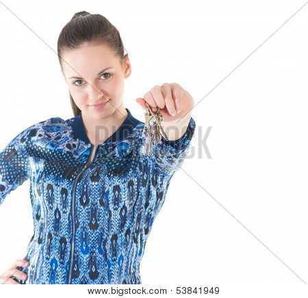 Young Attractive Woman With The Key
