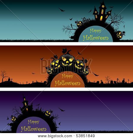 Set Of Halloween Banners