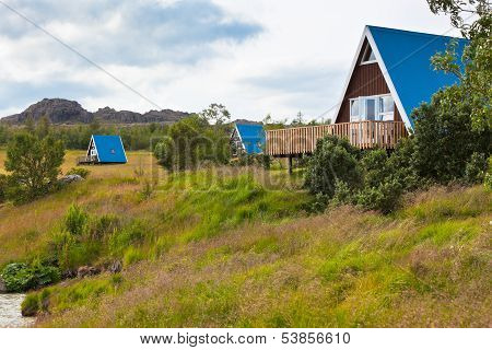 Typical Holiday Houses At North Iceland