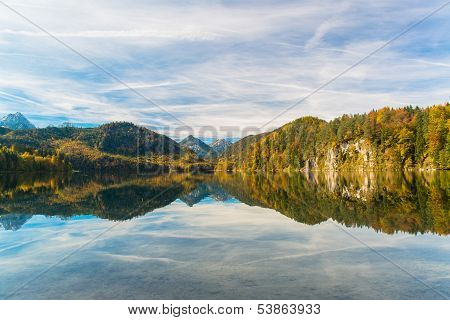 Alpsee in Fall, sea in Hohenschwangau near Munich in Bavaria, Germany