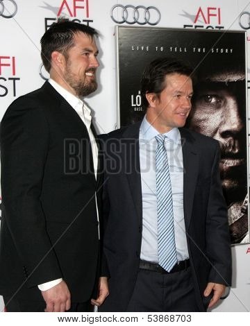 LOS ANGELES - NOV 12:  Marcus Luttrell, Mark Wahlberg at the  