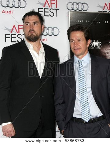 LOS ANGELES - NOV 12:  Marcus Luttrell, Mark Wahlberg at the  