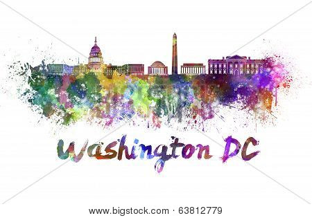 Washington Dc Skyline In Watercolor