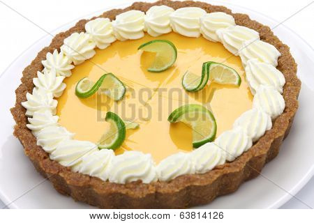 homemade key lime pie isolated on white background