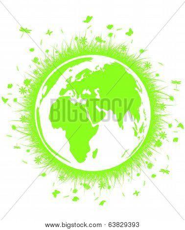 green globe earth with grass