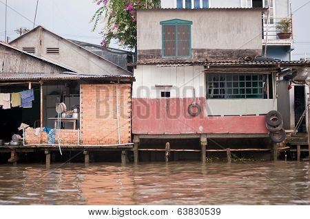 Houses On The Meekong Delta Vietnam