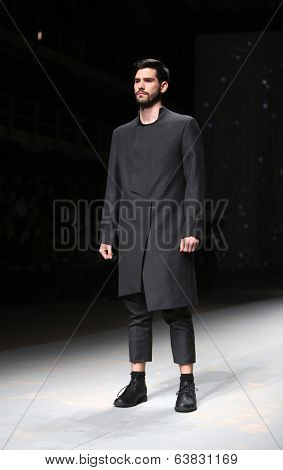 ZAGREB, CROATIA - APRIL 10 : Fashion model wears clothes made by Maja Podrug for Mayn on 