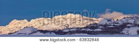 Snowy Winter Mountain Ranges Yukon Canada Panorama