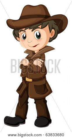 Illustration of a young detective on a white background