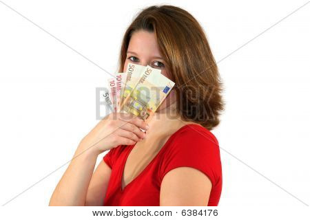 beautiful Business Woman with Euroscheine
