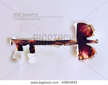 Key, Ripped paper and flames collection