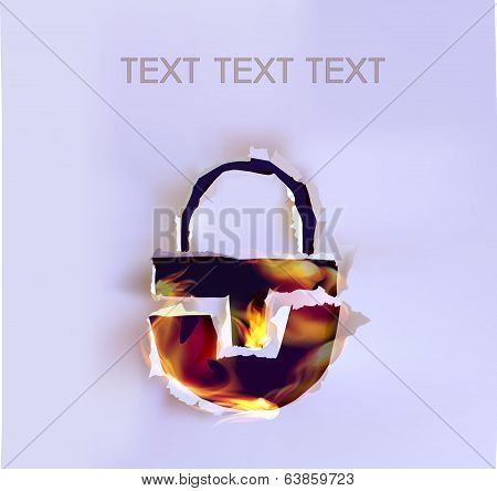 Padlock, Ripped paper and flames collection