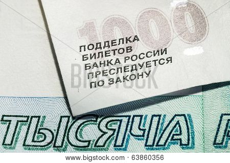 One thousand Russian banknotes