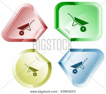 Wheelbarrow. Vector sticker.