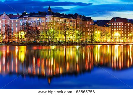 Evening scenery of Helsinki, Finland
